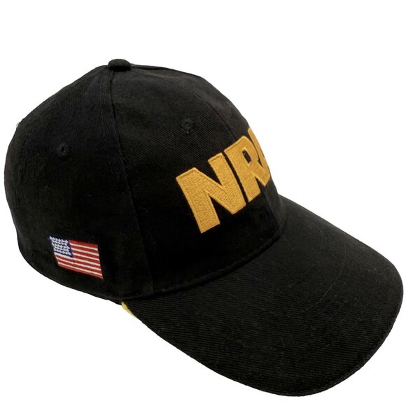 NRA Black / Gold Embroidered Strapback Cap – National Rifle Association Hat - Picture 2 of 11